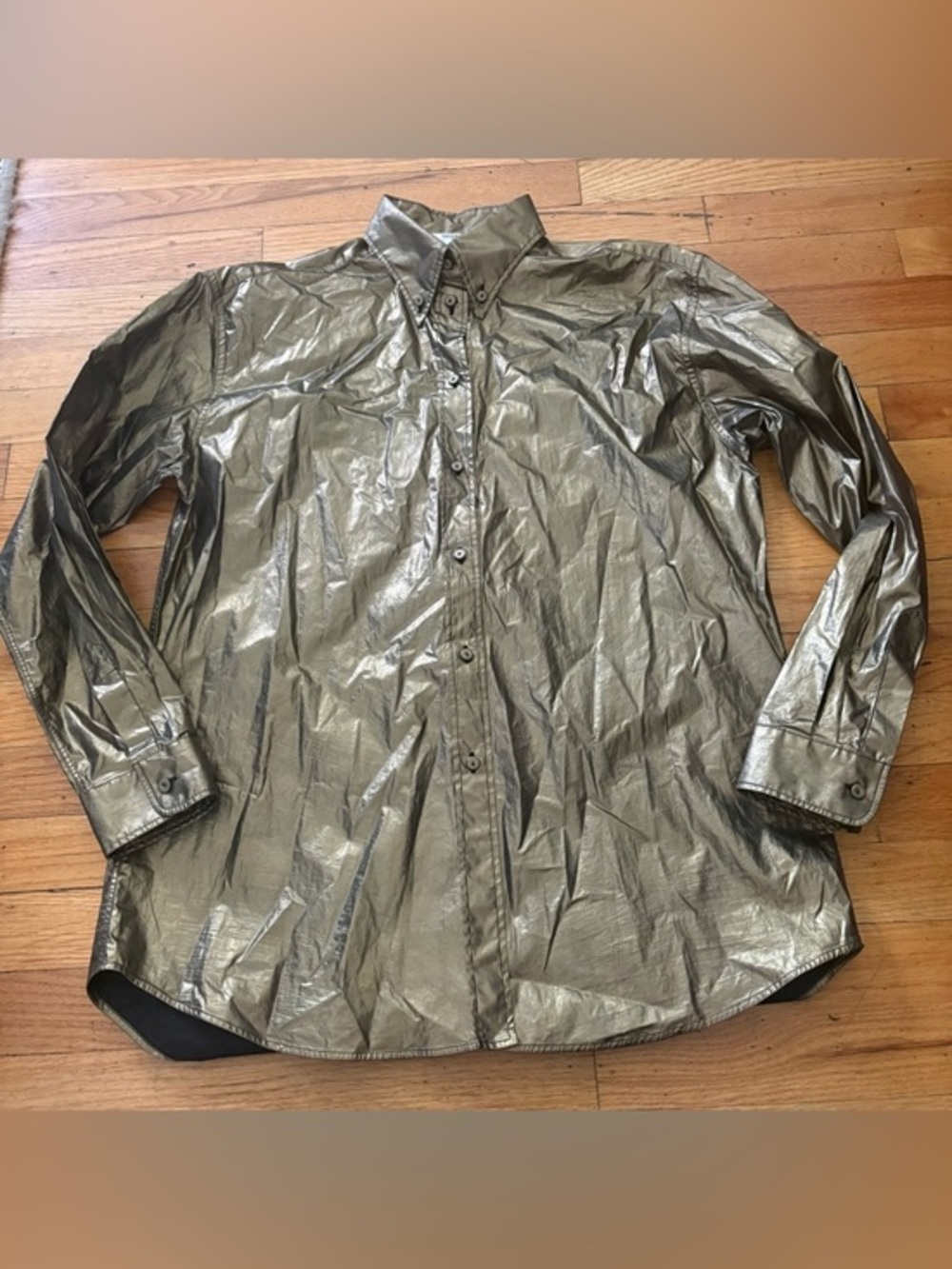 Ports 1961 Metallic Coated Button Down Shirt Size 4